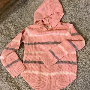 NWT Pink Knit Hooded Sweater, girls size M (8-10)